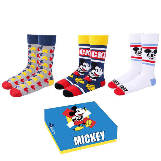 Pack de 3 chaussettes Disney Mickey CERDÁ taille 36-41 avec motifs colorés du personnage Mickey Mouse