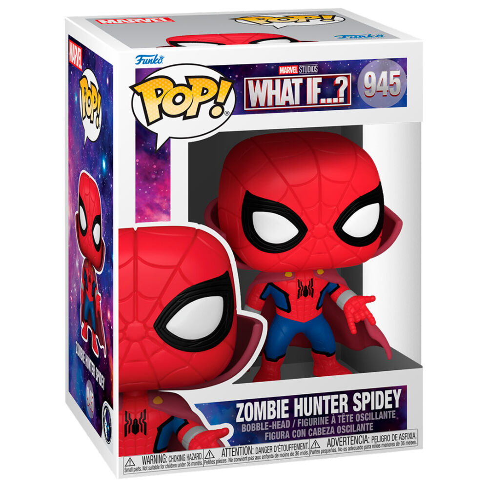 Vue latérale de la figurine Funko POP Zombie Spiderman Marvel What If montrant les détails du costume