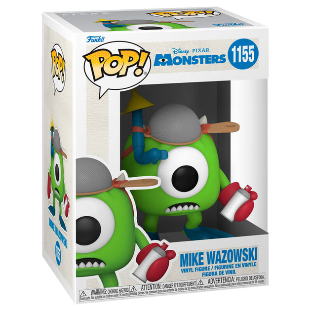 Boîte vitrine transparente contenant la figurine Funko POP Mike Wazowski avec gant, packaging officiel