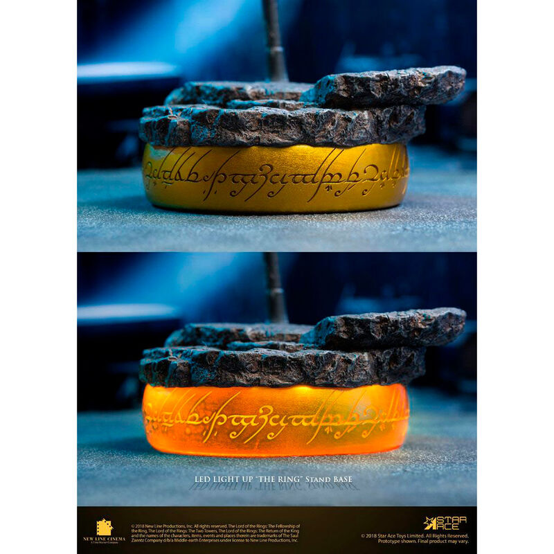 Base lumineuse illuminée mettant en valeur la figurine Aragorn