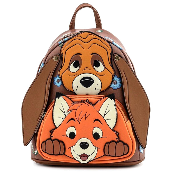 Sac à dos Loungefly Disney Copper Todd vue de face avec design détaillé du personnage Fox and the Hound