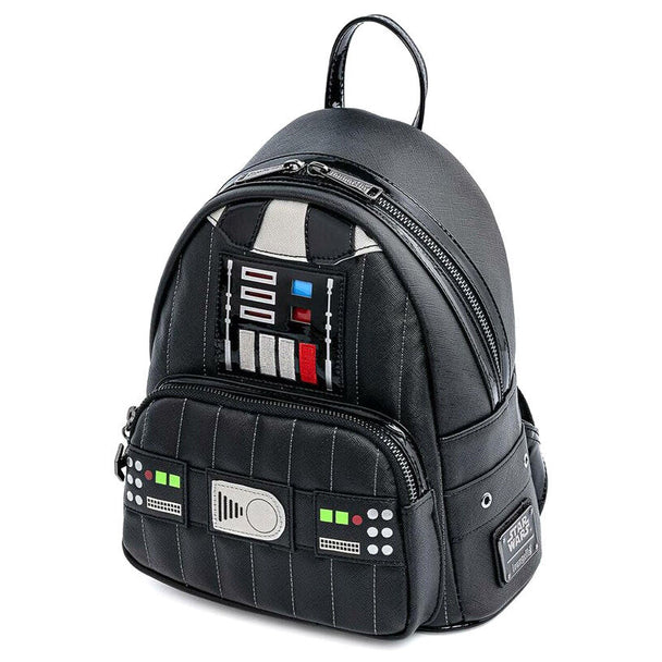 Vue latérale du sac à dos Loungefly Star Wars Dark Side montrant la profondeur et la texture du matériau