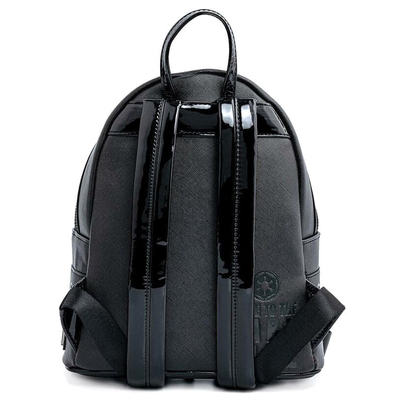 Sac à dos Loungefly Star Wars Darth Vader avec fermeture éclair ouverte révélant l'intérieur spacieux