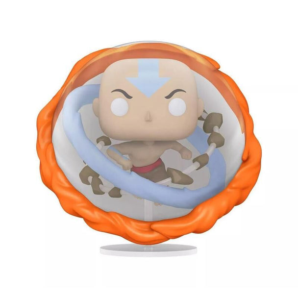 Détail de la figurine Funko POP exclusive Avatar Aang montrant les effets glow in the dark sur les éléments