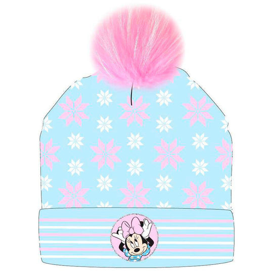 Chapeau Minnie Disney en acrylique rouge avec oreilles et nœud, taille 54-56 cm, présenté sur fond blanc.
