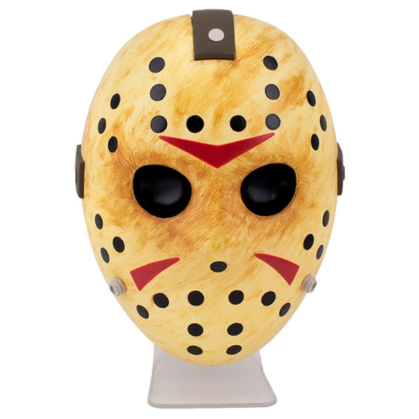 Lampe en forme de masque de Jason de Vendredi 13 vue de face, éclairée en blanc
