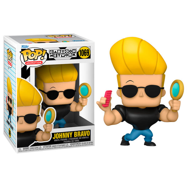 Figurine Funko POP Johnny Bravo de 9 cm avec miroir et peigne dans sa boîte vitrine Cartoon Network