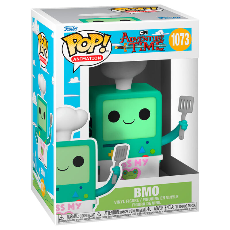 Boîte vitrine de la figurine Funko POP BMO avec logo Adventure Time et FUNKO visible sur le packaging