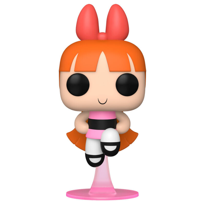 Boîte cadeau Funko POP avec la figurine Blossom des Powerpuff Girls visible à travers la fenêtre