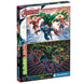 Image du puzzle Marvel Avengers lumineux 104 pièces assemblé montrant les super-héros en action avec effet lumineux