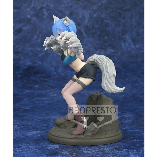 Détail du visage expressif de la figurine Ram Re:Zero Espresto Monster Motions