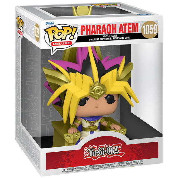 Zoom sur les détails de la figurine Funko POP Atem Pharaoh Yugi avec ses couleurs vives et son design fidèle au personnage