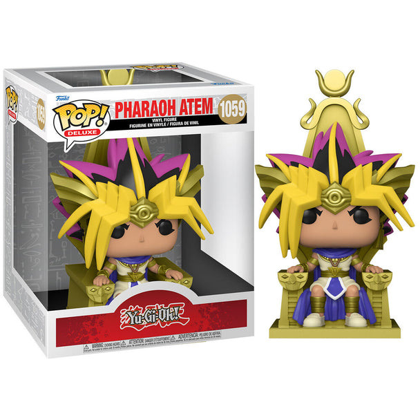 Figurine Funko POP de Yu-Gi-Oh! représentant Atem Pharaoh Yugi en vinyle de 9 cm dans sa boîte vitrée