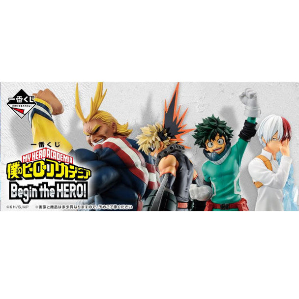Vue d'ensemble du bundle My Hero Academia Ichiban Kuji avec 80 produits BANPRESTO et tickets surprises