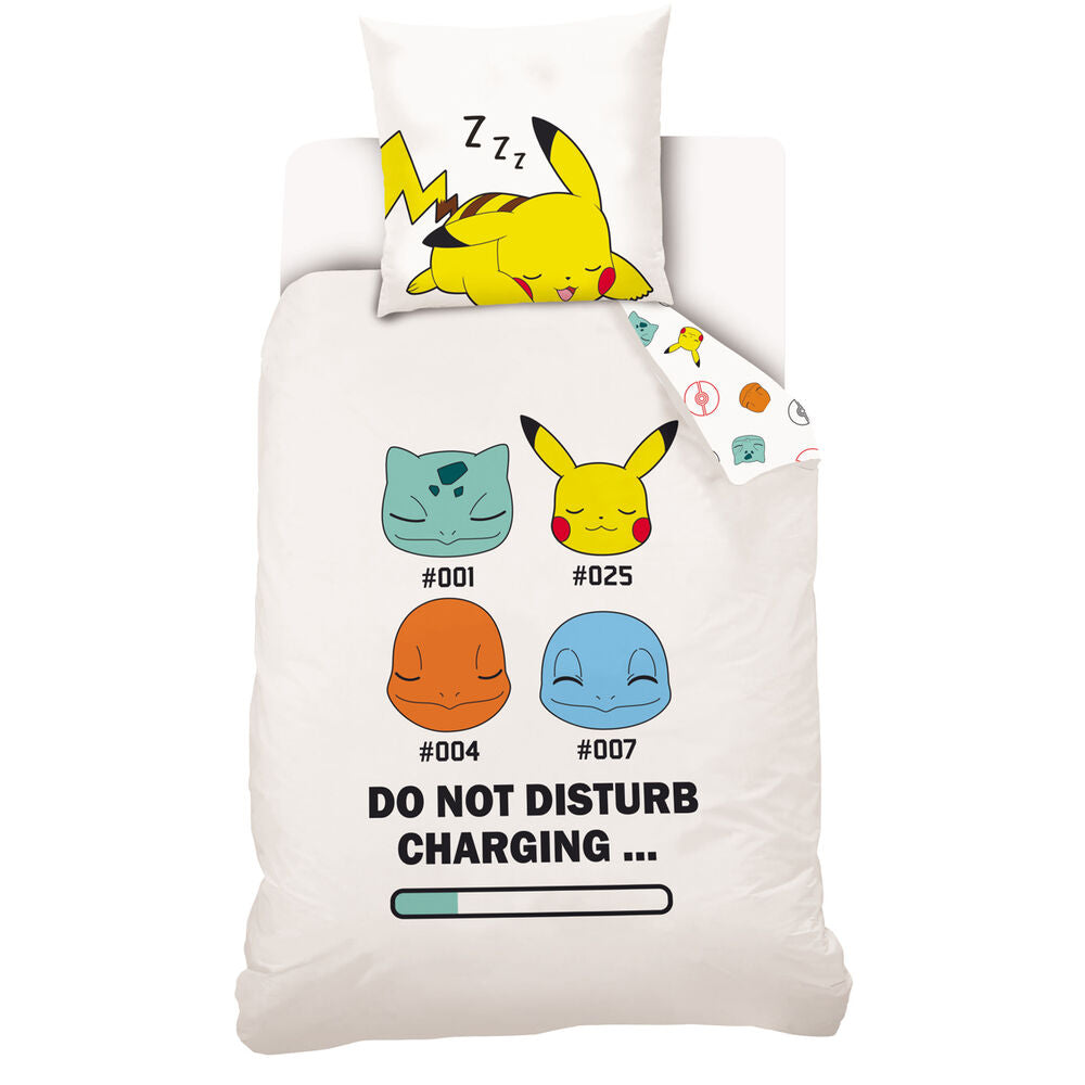 Détail de la texture douce et du design exclusif de la housse de couette Pokémon 140x200 cm