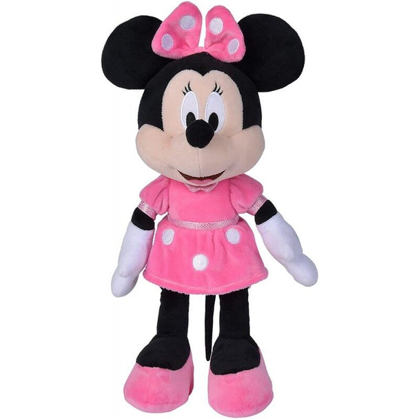 Peluche Disney Minnie de 35cm vue de face avec ses couleurs vives et ses détails fidèles au personnage