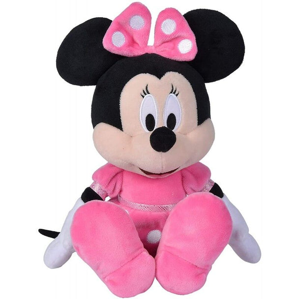 Photo de la peluche Minnie signée SIMBA montrant la douceur du tissu et la qualité de fabrication