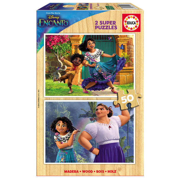 Puzzle Disney Encanto 2x50 pièces d'EDUCA BORRAS avec illustrations colorées et dimensions 26x18 cm.