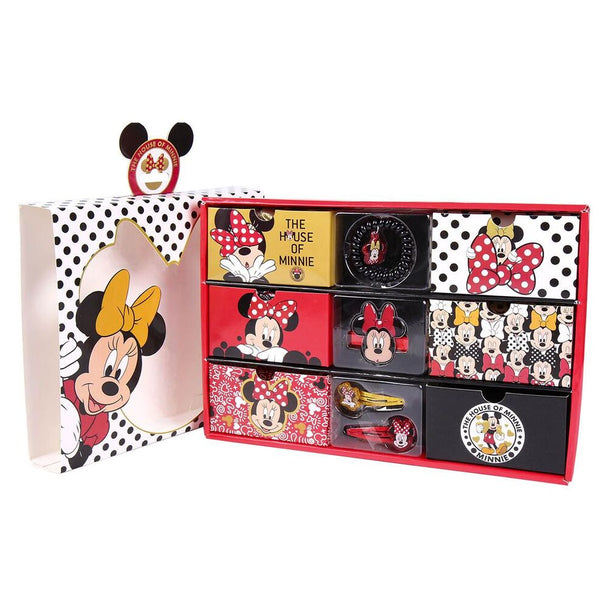 Vue du coffret beauté surprise Disney Minnie CERDÁ avec son design coloré et dimensions 31x26x4cm