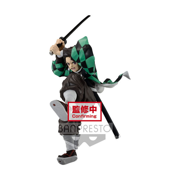 Profil gauche de la figurine Tanjiro Kamado Demon Slayer montrant l'épée Nichirin