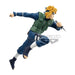Vue arrière de la figurine BANPRESTO Namikaze Minato montrant le manteau et les détails du costume