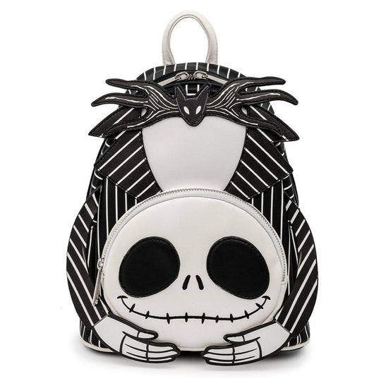 Sac à dos Loungefly Jack Skellington vue de face avec design détaillé du visage emblématique du film Disney L'Étrange Noël de Monsieur Jack