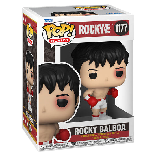 Emballage original de la figurine Funko POP Rocky Balboa 45th avec illustrations et logo Funko