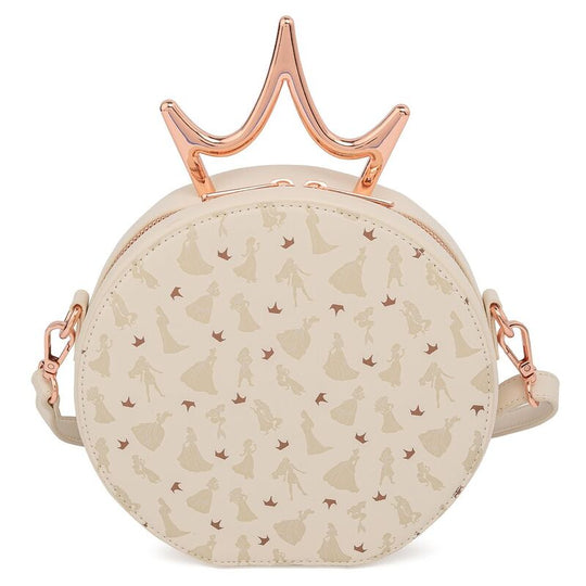 Sac Loungefly Disney Princess avec couronne métallique vue de face sur fond blanc