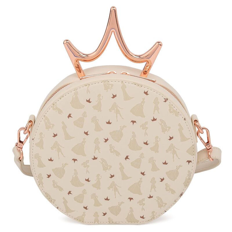 Sac Loungefly Disney Princess avec couronne métallique vue de face sur fond blanc
