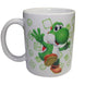 Tirelire en métal aux couleurs vives représentant Yoshi de Super Mario Bros, vue latérale détaillée