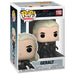 Vue latérale de la figurine Funko POP Geralt de Riv montrant l'épée et les détails du visage sculpté avec soin
