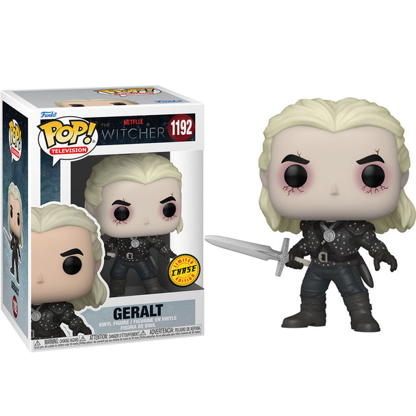 Figurine Funko POP Geralt de Riv de The Witcher en vinyle, vue de face avec détails précis et couleurs vives