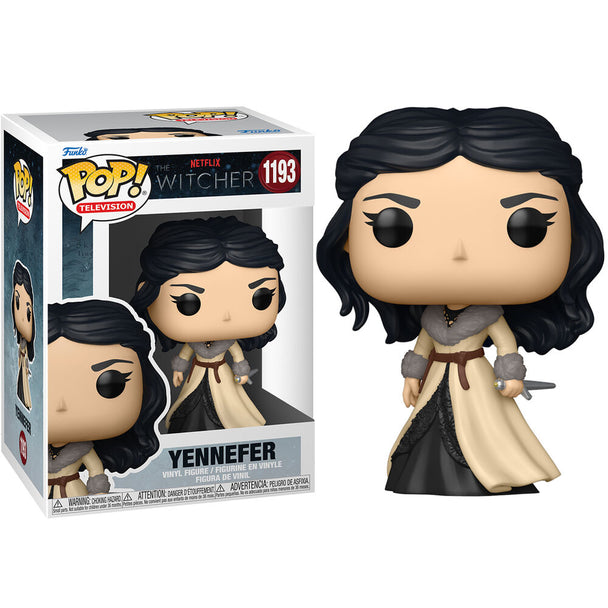 Figurine Funko POP Yennefer de The Witcher vue de face avec détails précis et boîte vitrine