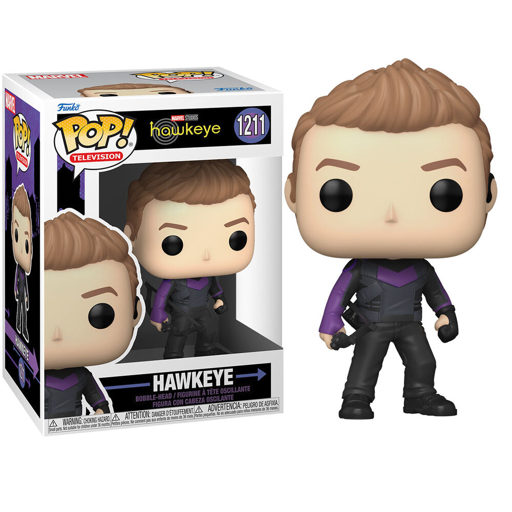 Figurine Funko POP Hawkeye Marvel en vinyle de 9 cm dans sa boîte vitrine transparente