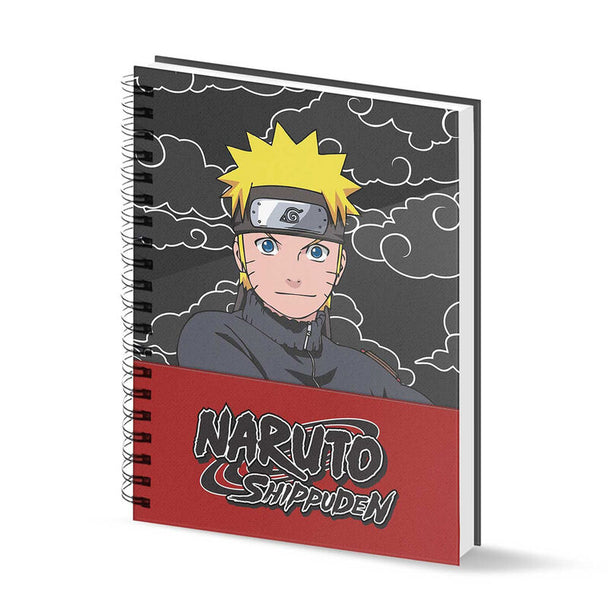 Carnet A4 Naruto Shippuden Clouds avec couverture illustrée par KARACTERMANIA, dimensions 29,7x23,4x1,4 cm.