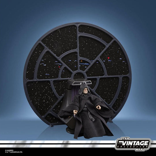 Figurine Star Wars Trône de l'Empereur vintage 9cm vue avant avec accessoires