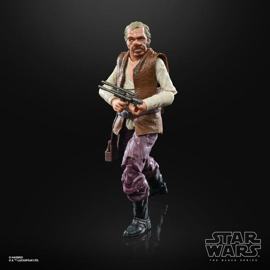 Mise en scène des figurines Cantina Showdown Star Wars Black Series 15 cm dans un décor de la saga