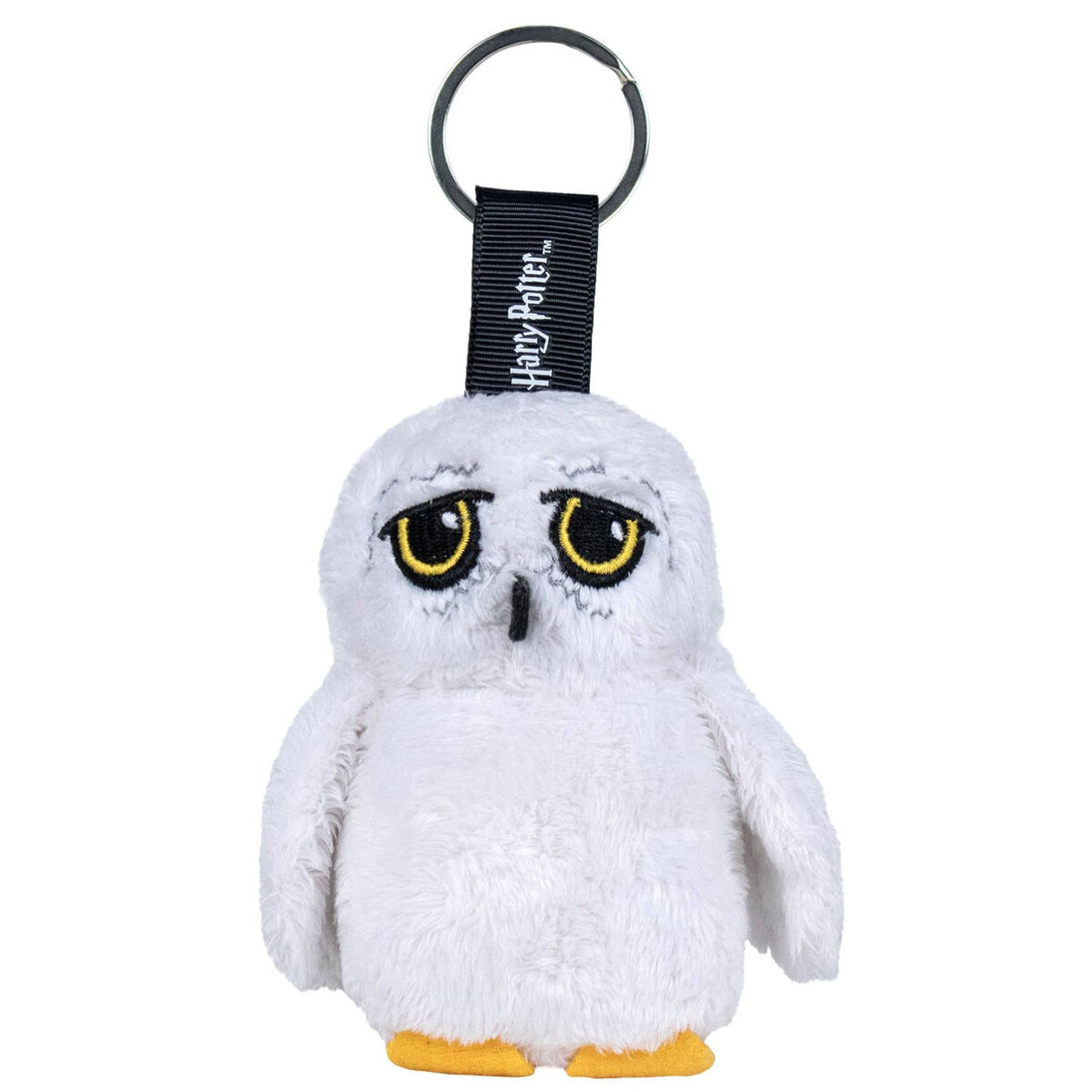 Porte-clés peluche Hedwige Harry Potter 10 cm signé PLAY BY PLAY, vue de face sur fond blanc.