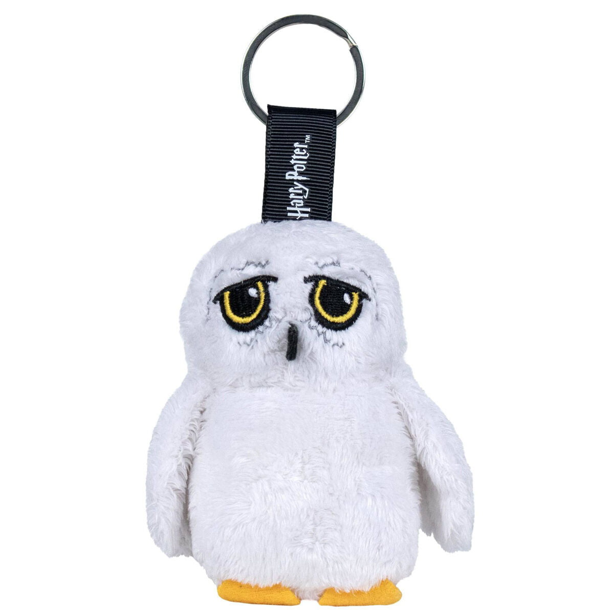 Porte-clés peluche Hedwige Harry Potter 10 cm signé PLAY BY PLAY, vue de face sur fond blanc.