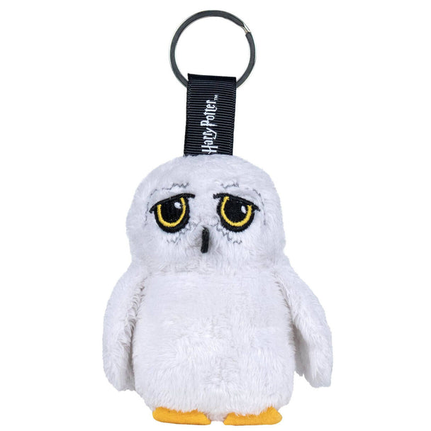 Porte-clés peluche Hedwige Harry Potter 10 cm signé PLAY BY PLAY, vue de face sur fond blanc.