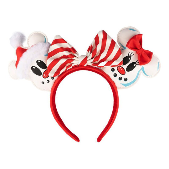 Serre-tête Loungefly Disney avec Mickey en bonhomme de neige sur fond blanc