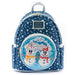 Sac à dos Loungefly Disney Mickey et Minnie bonhomme de neige vue de face avec détails colorés