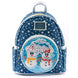 Sac à dos Loungefly Disney Mickey et Minnie bonhomme de neige vue de face avec détails colorés