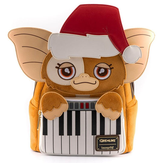 Sac à dos Loungefly Gremlins Christmas Gizmo vue de face avec design festif de Noël