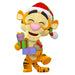 Vue latérale de la figurine Disney Tigger Holiday Flocked exclusive FUNKO sur fond neutre