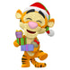 Vue latérale de la figurine Disney Tigger Holiday Flocked exclusive FUNKO sur fond neutre