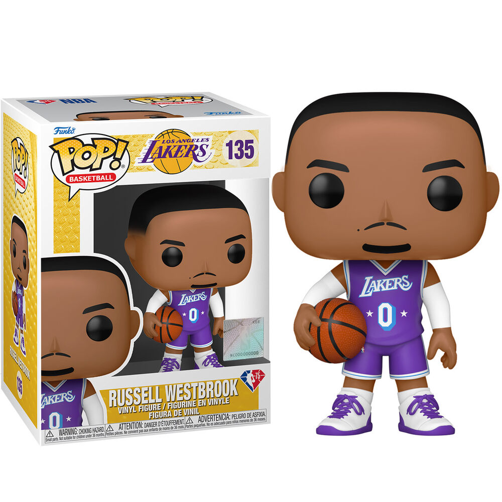 Figurine Funko POP de Russell Westbrook en édition City 2021, vue de face dans son coffret vitré