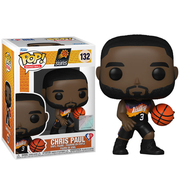 Figurine Funko POP Chris Paul NBA City Edition 2021 de face dans sa boîte avec fenêtre, hauteur 9 cm