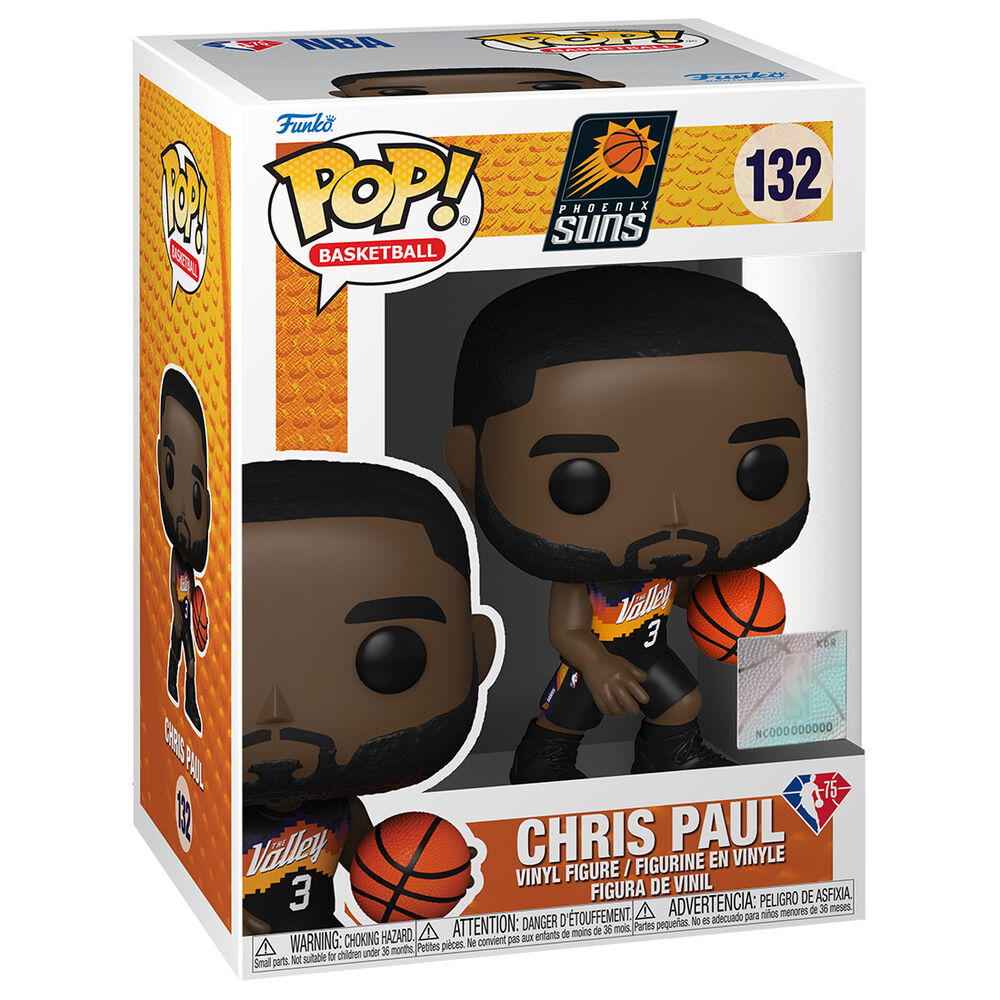 Vue latérale de la boîte cadeau de la figurine Funko POP Chris Paul NBA City Edition 2021 avec logo FUNKO visible
