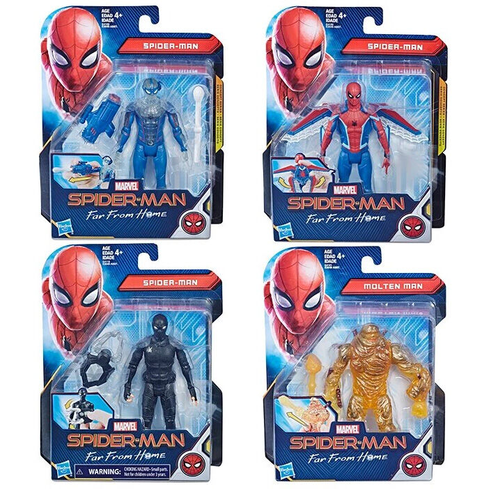 Packaging officiel HASBRO des figurines Spider-Man 15cm assorties